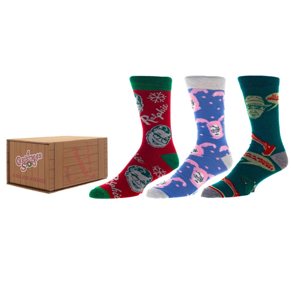 BioWorld Apparel A Christmas Story Crew Sock Box Set - 3 Pack